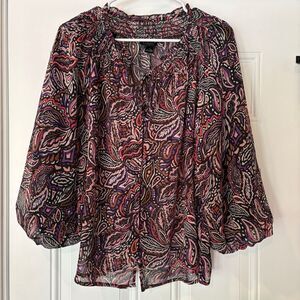 Sanctuary flowy/breezy paisley print 3/4 sleeve boho blouse